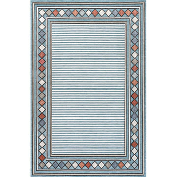 Sebastian High-low Modern Diamond Border Indoor/Outdoor Area Rug